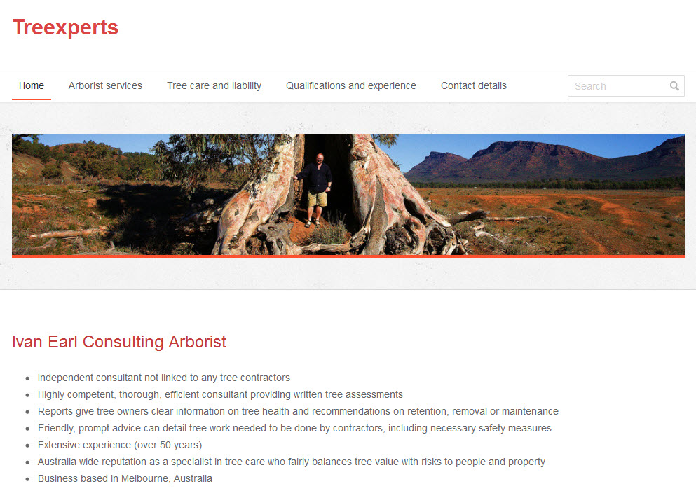 Image of tree experts home page